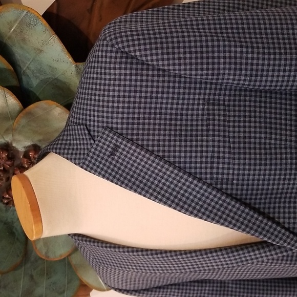 Michael Kors Men's 2 Button Blazer Sport Coat Jacket Navy Steel Blue Tattersall. - Picture 4 of 11